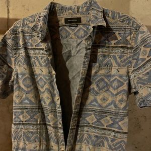 Urban outfitters denim Aztec design button down short sleeve